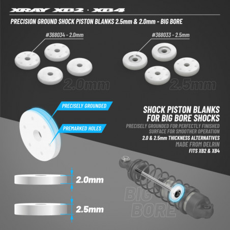 Pistons d'amortisseurs 2.0mm vierge - 13mm - XRAY