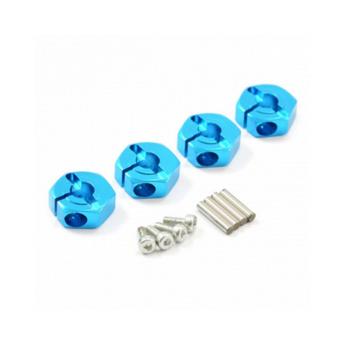 Jeu d'adaptateurs hexagonaux en aluminium 6 mm bleu pour Touring RC 1/10