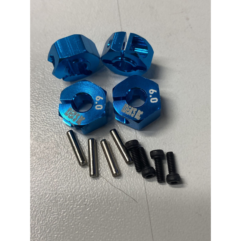 Jeu d'adaptateurs hexagonaux en aluminium 5 mm bleu pour Touring RC 1/10