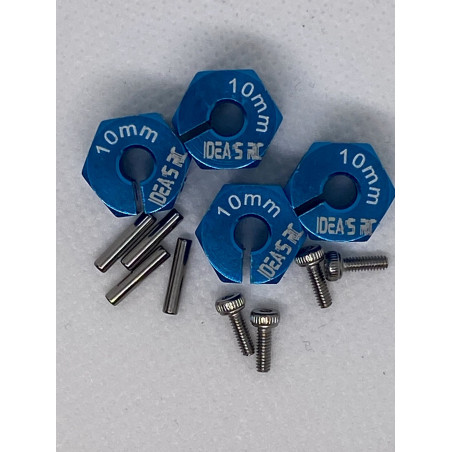 Jeu d'adaptateurs hexagonaux en aluminium 10 mm Bleu pour Touring RC 1/10