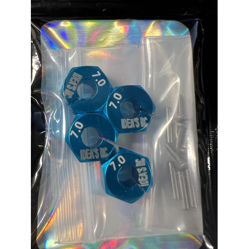 Jeu d'adaptateurs hexagonaux en aluminium 7 mm bleu pour Touring RC 1/10