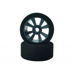 Pneus PanCar 1/10 Avant sur jantes noires (2)  - HotRace