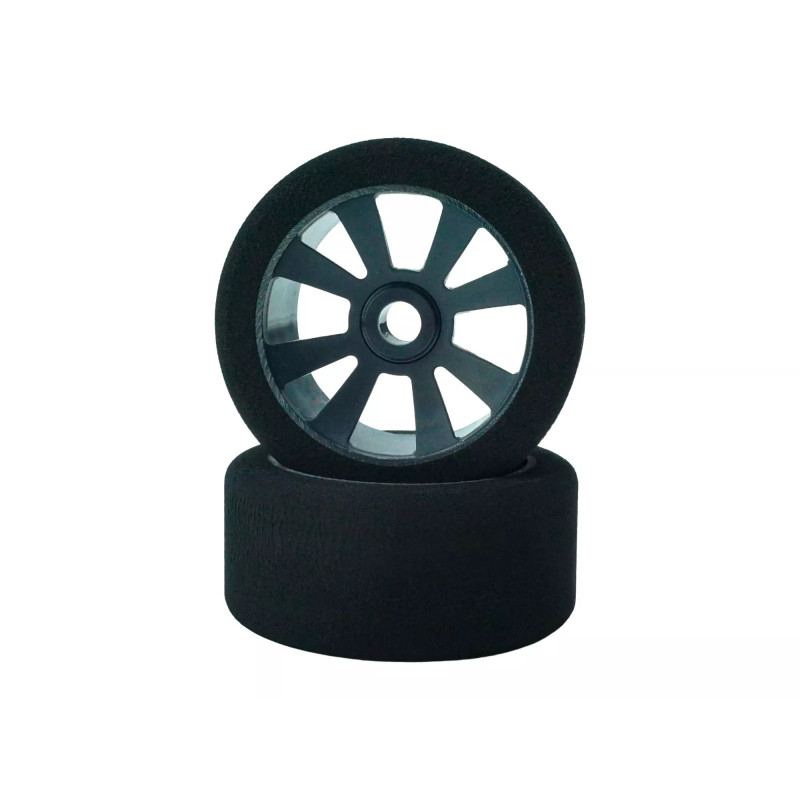 Pneus PanCar 1/10 Avant sur jantes noires (2)  - HotRace